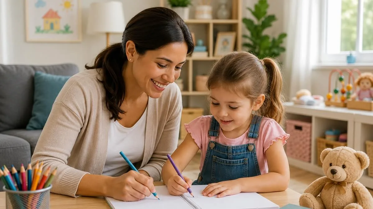 Trusted nanny providing attentive in-home care for a child